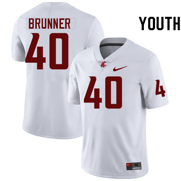 Youth #40 Colson Brunner Washington State Cougars College Football Jerseys Stitched-White